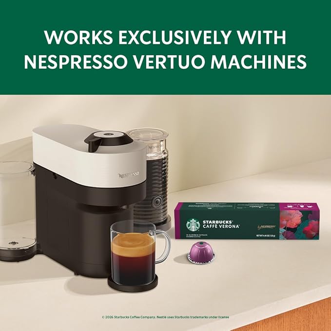 Starbucks by Nespresso Vertuo Caffè Verona Dark Roast Coffee 30-count Coffee Pods Brews 7.8 oz.