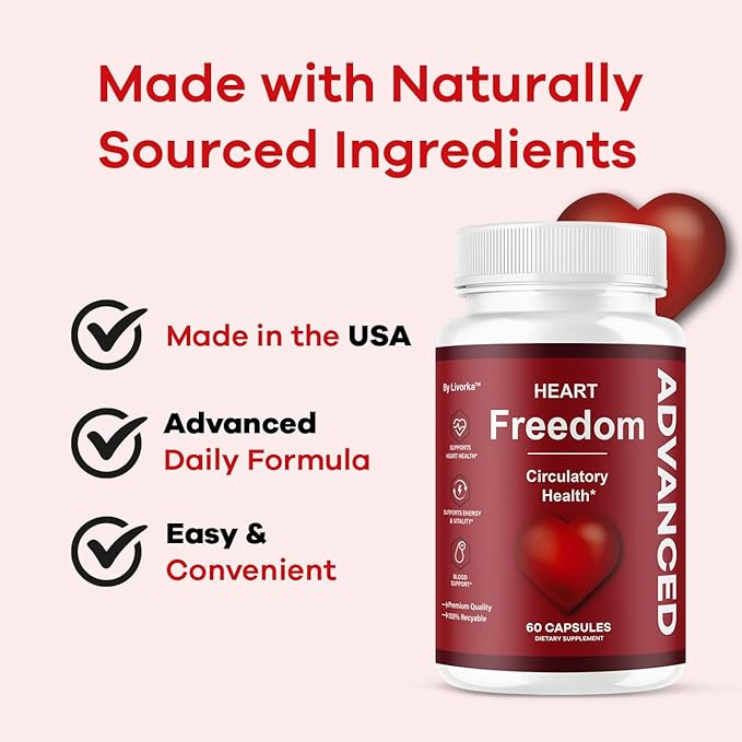 Heart Freedom - Heart Freedom Capsules Official Pills All Natural Ingredients - Maximum Strength Premium Advanced Formula Support Health &amp Wellness 60 Capsules for 1 Month