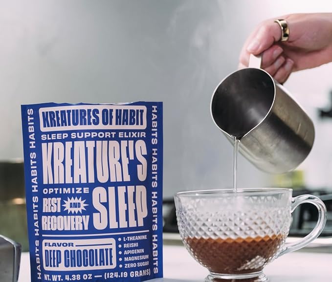 Kreatures of Habit | KREATURE'S Sleep | Sugar-Free Sleep Support Elixir | with Ashwagandha Chamomile GABA L-Theanine Reishi &amp Magnesium | Chocolate