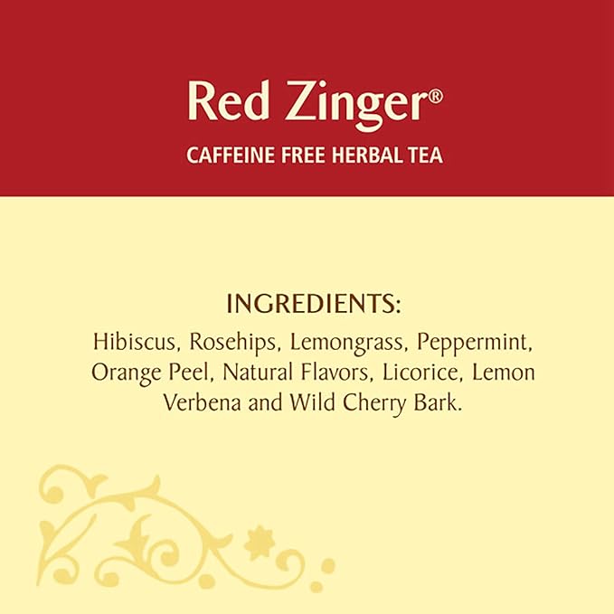 Celestial Seasonings Hibiscus Tea Red Zinger Herbal Tea Caffeine Free 20 Tea Bags (Pack of 6)