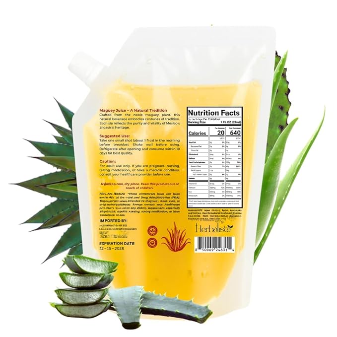 Maguey Juice Nopal Y Sabila - Jugo De Maguey Michoacano Extract 400ML | All Natural 100% Juice | Jugo de Maguey de Michoacan Sabor Natural El Original +Aloe Vera + Nopal - Natural Flavor - With Aloe