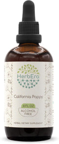 California Poppy B120 Alcohol-Free Herbal Extract Tincture Concentrated Liquid Drops Natural California Poppy (Eschscholzia Californica) Dried Herb and Flower (4 fl oz)