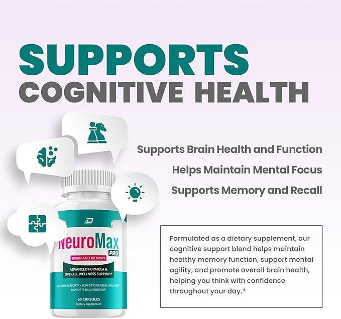 NeuroMax Pro Supplement Capsules – Neuro Max Pro All-Natural Maximum Strength Formula Focus Memory Support and Reviews (1 Pack – 60 Capsules)