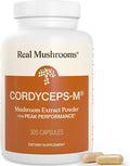 Real Mushrooms Capsules Supplements - Organic Cordyceps Mushroom Powder in Capsules - Energy and Performance Mushrooms with Verified Beta Glucans - Vegan Non-GMO 300 Capsules