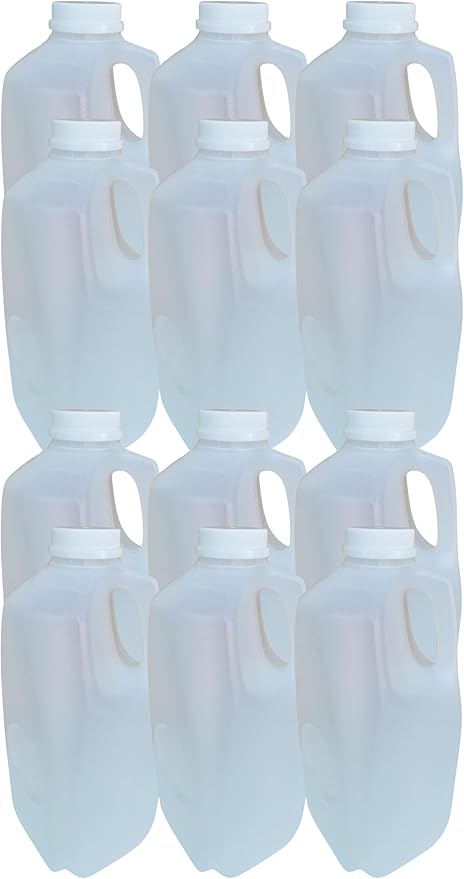64 Oz Empty Juice Bottles Reusable (Pack Of 12 x 64 Oz Ea) With White Tamper Evident Screw Caps – Great for Homemade Juices Milk Smoothies Tea and Other Beverages - Food Grade BPA Free