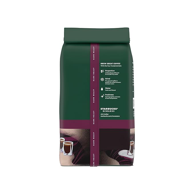 Starbucks Ground CoffeeDark Roast CoffeeEspresso Roast100% Arabica1 bag (28 oz)(Pack of 4)