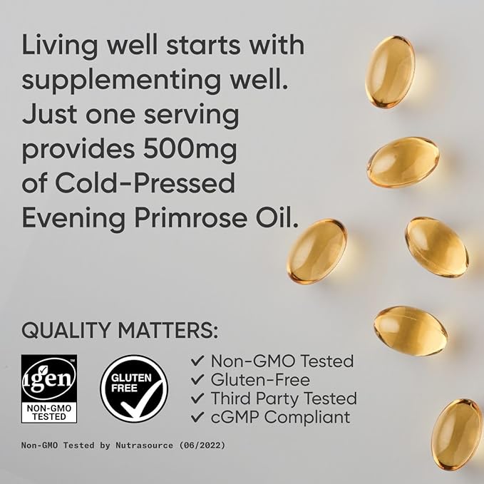 Sports Research Evening Primrose Oil (500mg) Cold-Pressed with No fillers or Artificial Ingredients Non-GMO Tested - Gluten &amp Soy Free (240 Liquid Softgels) (Pack of 2)