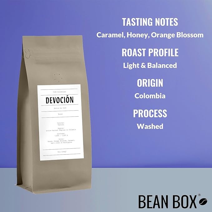 Bean Box Coffee Sampler - Roasted by Devocion 4-Pack Whole Bean Coffee Gourmet Coffee