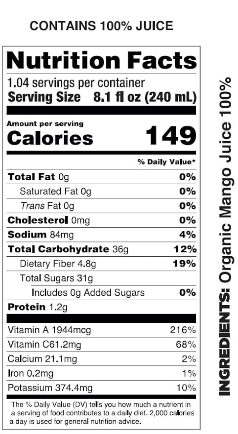 Pomona Organic Juices Pure Mango Juice 8.4 Ounce Bottle (Pack of 12) Cold Pressed Organic Juice Non-GMO No Sugar Added Not from Concentrate Gluten Free Kosher Certified Preservative Free