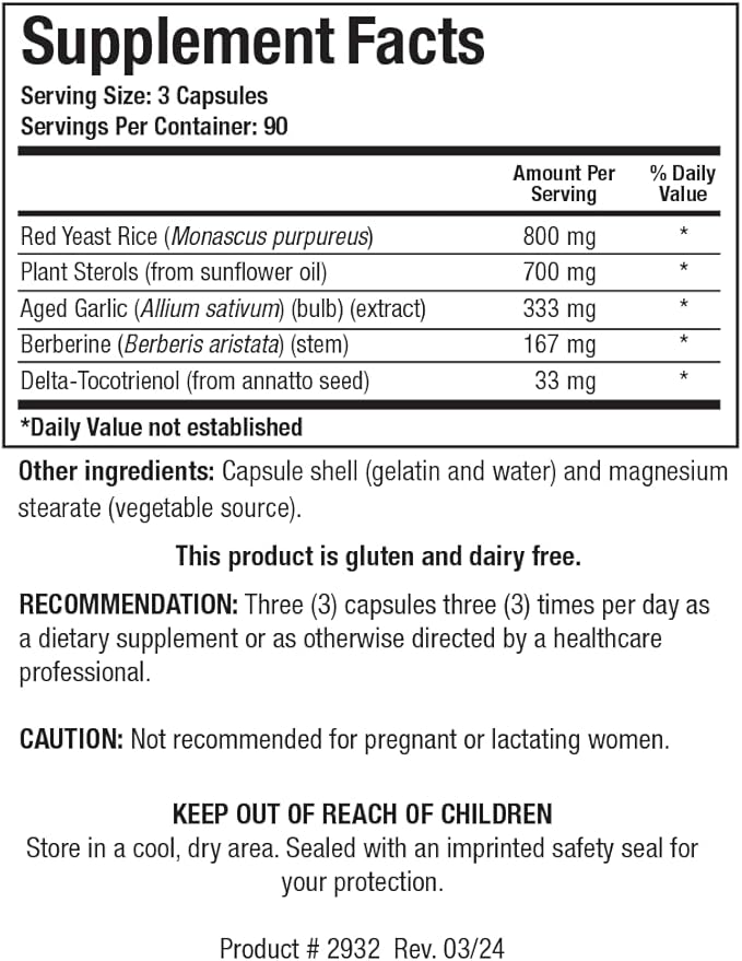 Biotics Research Cardio-Lipid™ - Professional-Grade Cardiovascular Support Formula - Featuring Red Yeast Rice Phytosterols Berberine Garlic &amp Delta-Tocopherol - Formulated with Mark Houston MD