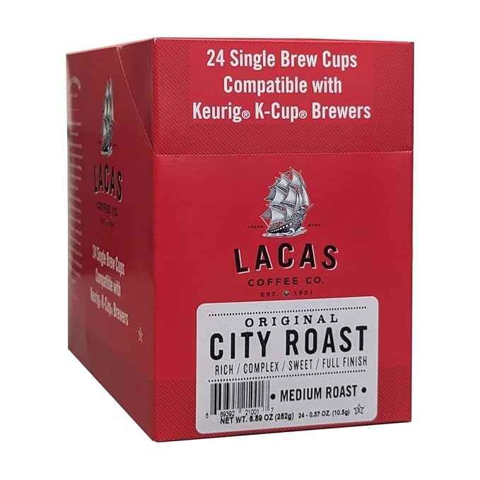 Lacas Coffee Original City Roast Single Serve Cups 96 Total – Smooth &amp Balanced Medium Roast