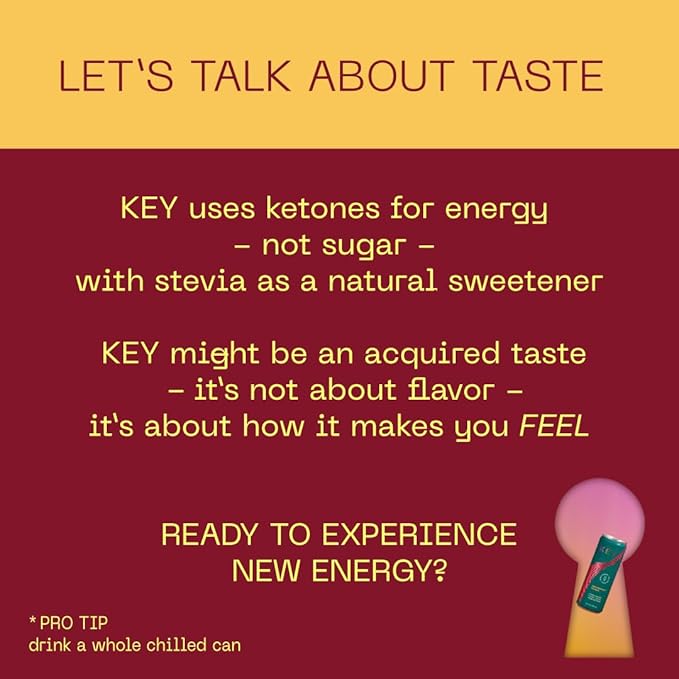 KEY Ketone Energy Drink - Sugar Free and All Natural from Ketones for Long Lasting Energy and optimal Green Tea Caffeine and L-Theanine for Mental Focus to Perform Variety Pack (Pack of 12)