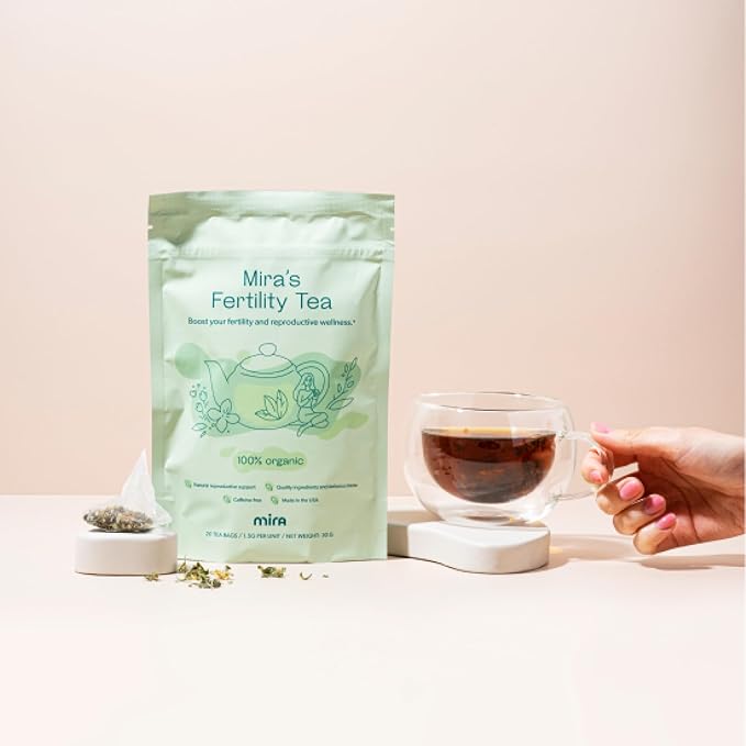 Mira Fertility Tea Caffeine-Free 100% Organic Goji Berry and Ginger Root Helps Regulate Cycles Support Conception and Promote Hormone Balance Peppermint 20 Tea Bags Per Box