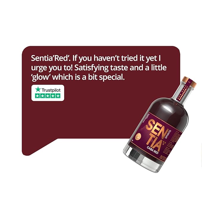 Sentia Gaba Red Botanical Non Alcoholic Spirit Award Winning Vegan Gluten Free and GM Free Zero Proof Natural Plant Taste Bittersweet Spiced Berries taste Up to 20 Drinks 16.9 fl oz (500ml)