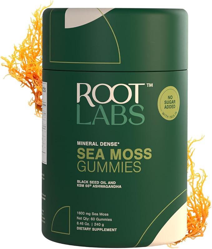 Sea Moss Gummies I 92+ Minerals I Black Seed Oil I KSM 66 Ashwagandha I Lab Tested I No Added Sugar | for Men Women I Non-GMO I 100% Natural &amp Organic I 1600 mg I 60 Gummy