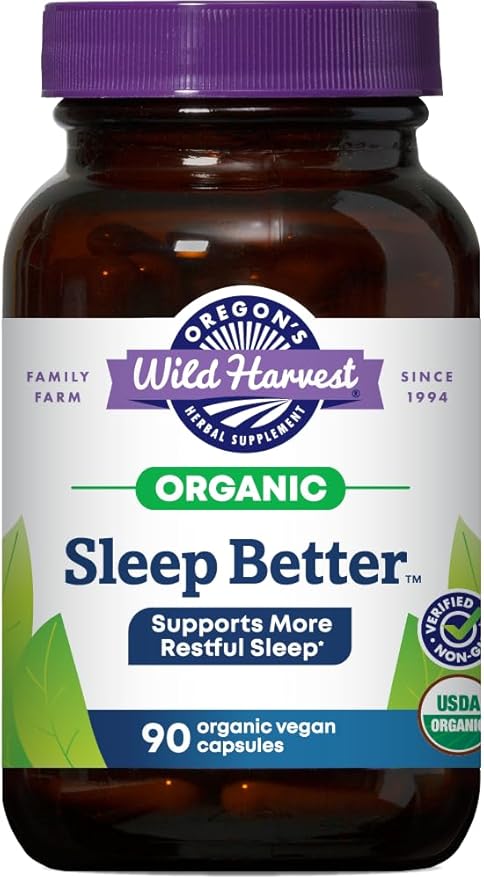 Oregon's Wild Harvest Sleep Better Capsules – Organic Vegan Herbal Sleep Supplement – Non-GMO Gluten-Free USDA Certified – 90 Capsules