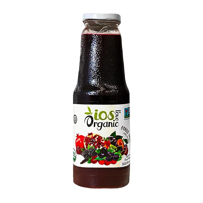 IOS Love Organic Juice - USDA Organic Certified - Cold Pressed No Added Sugar No Water No Artificial Colors No Preservatives No Flavors Added No Gluten - 33.8 Fl Oz (11 Forest Fruite Pack of 2)