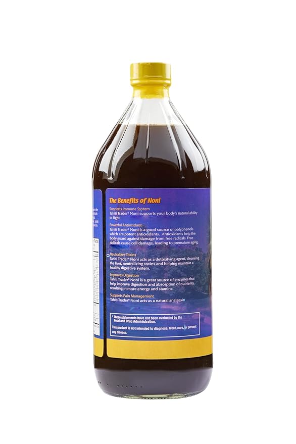 Tahiti Trader Island Style High Potency Noni Fruit Juice - Organic Antioxidant Superfood Supporting Energy &amp Body Health - Fermented to Vinegar - 32oz 2 Pack