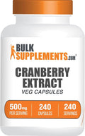 BulkSupplements.com Cranberry Extract Capsules - Cranberry Supplements for Men &amp Women Herbal Supplement - Vegan &amp Gluten Free 1 Capsule per Serving (500mg) 240 Count (Pack of 1)