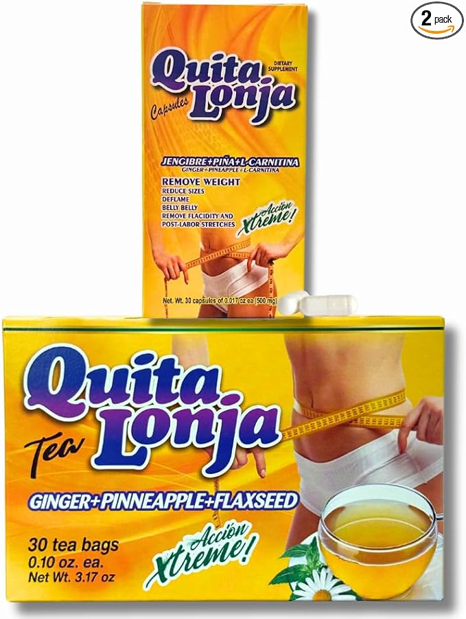 Herbal Combo – 30 Capsules + 30 Tea Bags – Ginger Pineapple &amp Flaxseed – Daily Herbal Support with Natural Ingredients