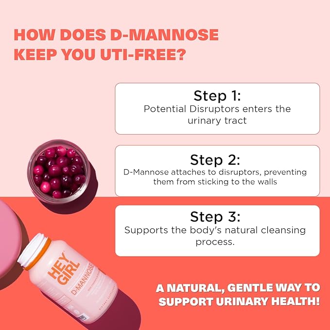 D Mannose Capsules - Fast-Acting UTI Supplement - Cleanse &amp Flush Impurities - with Natural D-Mannose Powder Cranberry Hibiscus &amp Dandelion - Alternative to Cranberry for Women 60 Capsules