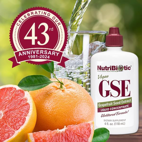 NutriBiotic – GSE 4 Oz Liquid | The Original Grapefruit Seed Extract Premium Concentrate with Bioflavonoids | Vegan Gluten Free Non-GMO (Pack of 2)