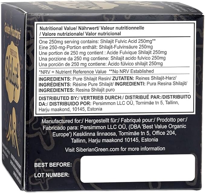 Pure Authentic Siberian Altai Golden Mountains Shilajit Resin 100g 3.53oz - Measuring Spoon – Quality &amp Safety Certificate in Each Box