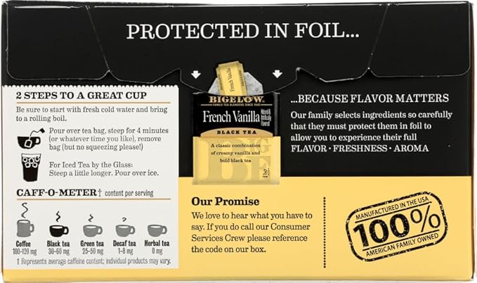 Bigelow French Vanilla Tea 1.28 OZ(Pack of 12) 12