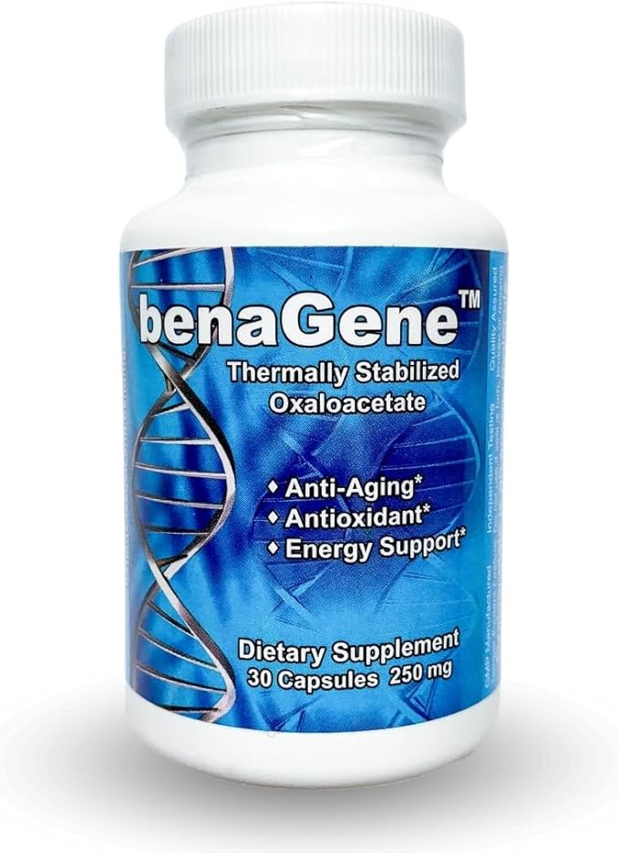Benagene Oxaloacetate Supplement - Supports Cellular Energy - Thermally Stabilized with Vitamin C - Non-GMO &amp Vegan - 30 Servings Once Daily