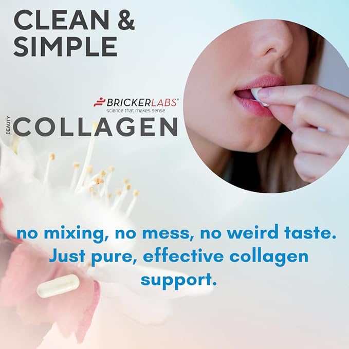 Bricker Labs Collagen for Men &amp Women - Type I III Hydrolized Collagen Supplement 750mg 1 Collagen Capsule Daily - 120 Servings