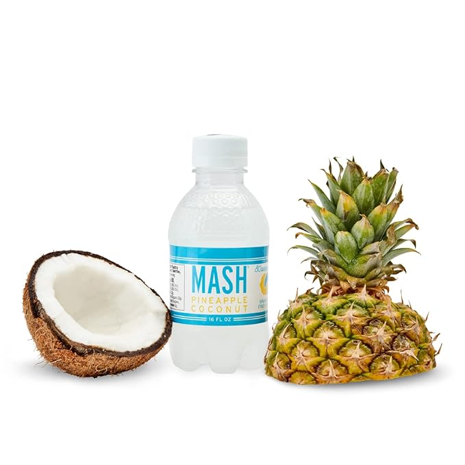 Boylan Bottling MASH Great Tasting Pineapple Coconut – Lightly Carbonated Fruit Drink - Low Calorie &amp No Sugar - 12 Count