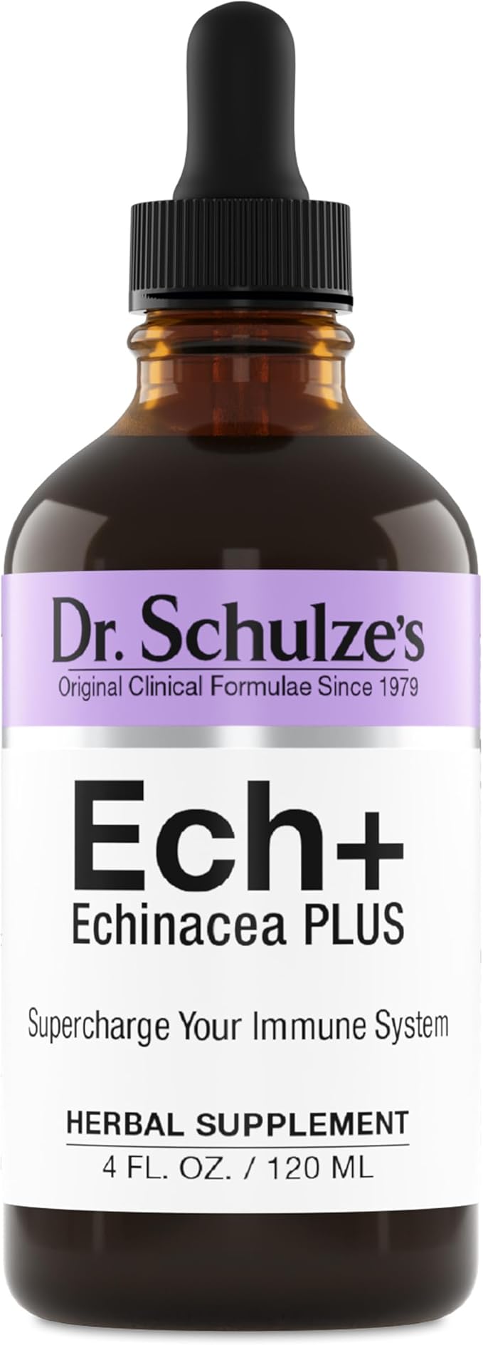 Dr. Schulze's Echinacea Plus | Echinacea Root and Seed | All Organic Extract | Gluten-Free &amp Non-GMO for Immune System Support | 4 oz