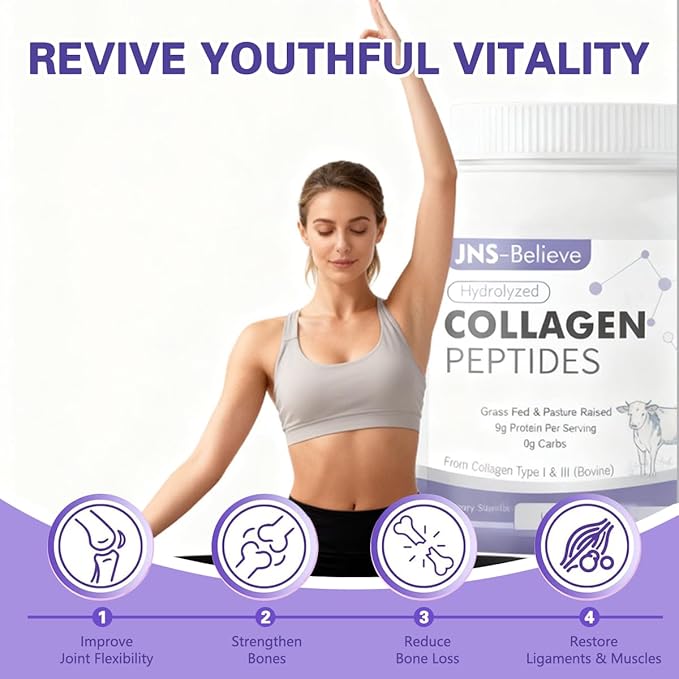Collagen Peptides Powder for Skin Hair and Nails Bovine Hydrolyzed Collagen Peptides for Women and Men Unflavored Protein Supplements 16 oz 45 Servings