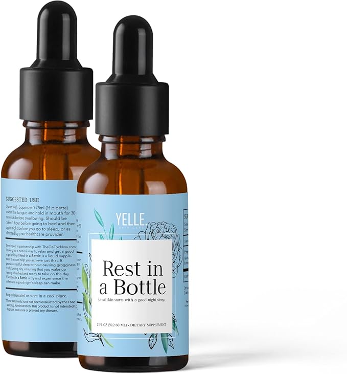 Yelle. Skincare – Rest in A Bottle – Natural Sleep Support with Organic Valerian Root Extract and Vegetable Glycerin – Helps Promote Restful Sleep and Relaxation – 2oz Dropper Bottle