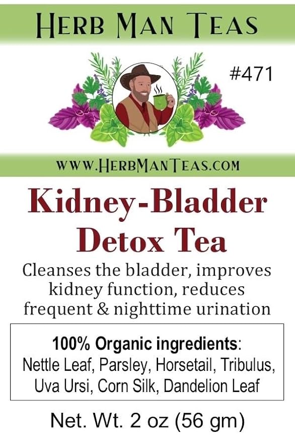 KIDNEY-BLADDER DETOX TEA to reduce swelling &amp nighttime urination - formulated by master herbalist Khabir - 100% Organic Non-GMO No Additives
