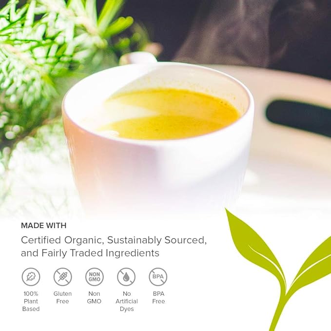 Banyan Botanicals Turmeric Milk – Organic Turmeric Latte Mix with Ashwagandha &amp Cardamom – Instant Caffeine Free Golden Milk with Maple Sugar – 4.3 oz 26 servings –Non GMO Sustainably Sourced Veg