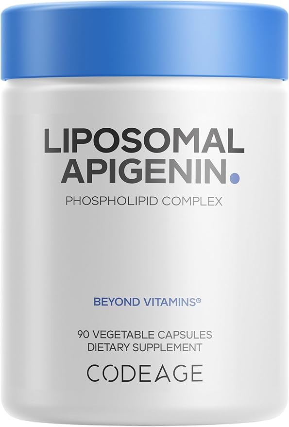 Codeage Liposomal Apigenin Supplement 3-Month Supply Daily Flavonoid Chamomile Extract Liposomal Phospholipid Complex Non-GMO Sunflower Oil Phosphatidylcholine Vegan Blend Gluten-Free 90 Count