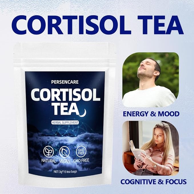 VAEYAE 2 Packs Cortisol Drink Loose Leaf Herbal Tea Men and Women Stress Reducer Cortisol Reducing for Relax Focus Mental Clarity &amp Digestive Comfort Natural Tea with Chamomile &amp Ashwagan