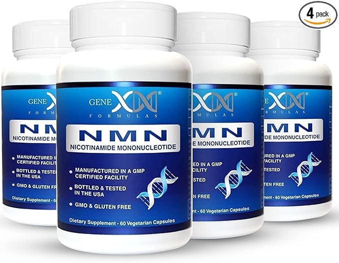 Genex Formulas NMN 250mg Supplements (4 Pack) - 99% Pure Shelf Stabilized Supplement Capsules for Increased NAD Levels &amp Healthy Aging GMP Certified 4 Month Supply