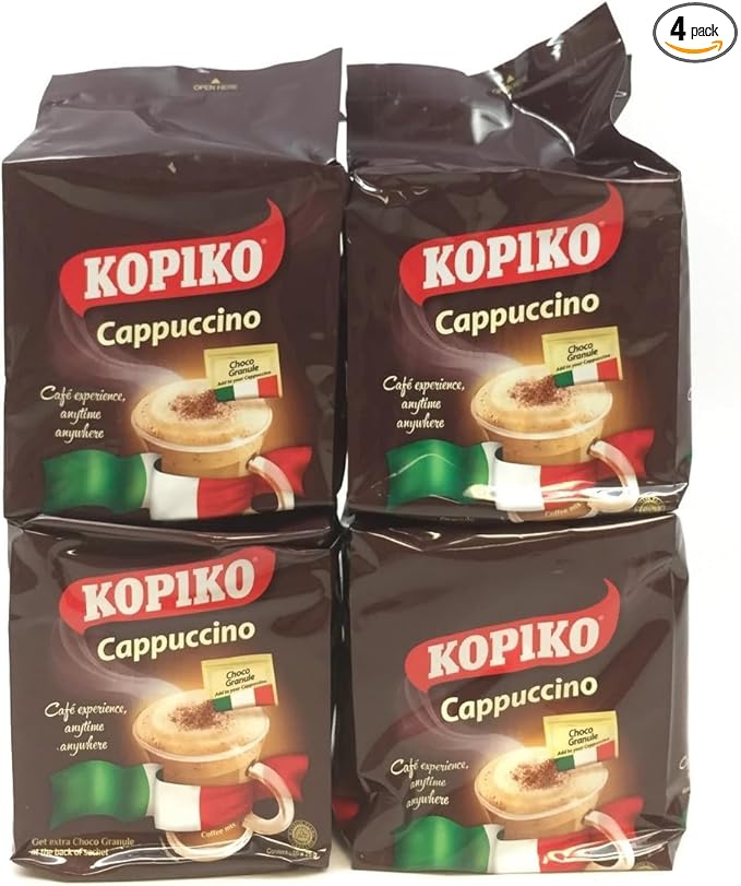 4 Kopiko Cappuccino with Choco Grabules Instant Coffee (4 pack x 10 sachets)
