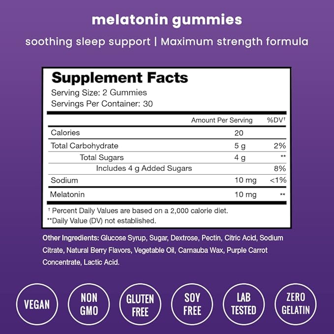 NutraChamps (Pack of 2 Melatonin Gummies for Adults Extra Strength Sleep Aid Vitamins 5mg or 10mg Dose Vegan Natural Strawberry Flavor Supplement for Better Sleep 120 Gummies