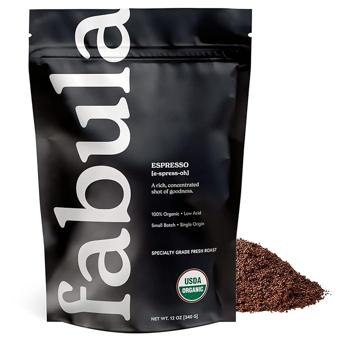 Fabula Organic Coffee Freshly Grounded - Medium Roast and Espresso - 2 Bag Bundle
