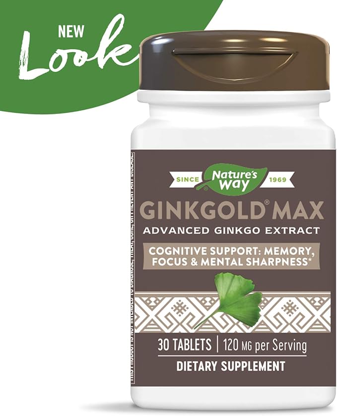 Nature's Way Ginkgold Max Advanced Ginkgo Extract for Mental Sharpness 1x Daily 120 mg 30 Count