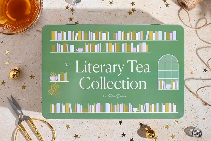 Literary Tea Collection Assorted Tea Gift Set - Hand-Crafted Loose Leaf Teas Presentation Gift Box with Loose Leaf Steeper Included - Mixed Caffeine - 5 Unique and Flavorful Teas 75+ Cups