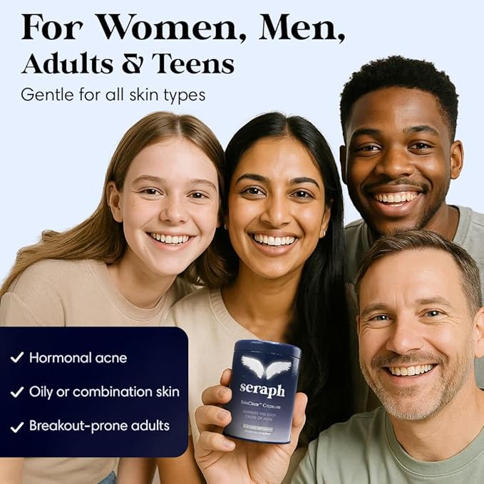 Seraph Acne Supplement - Hormonal Acne Pills Treatment - Pimple Supplements for Women - Skin Clear Capsules for Teen Men &amp Adults - Made in USA - 60 Tablets