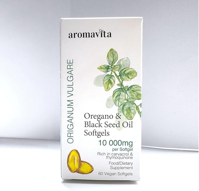Oregano &amp Black Seed Oil Softgels –Natural Carvacrol &amp poten Pure Black Seed Oil – 7mg Thymoquinone– Organic Vegan Non-GMO – Immune &amp Wellness Support – 60 Capsules