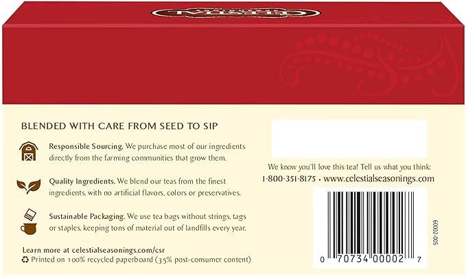 Celestial Seasonings Tea Caffeine Free Herbal Tea Red Zinger 20 ea ( Pack of 12)