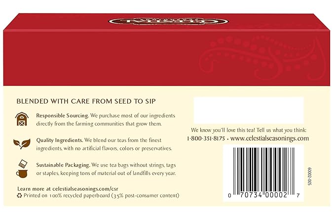 Celestial Seasonings Tea Caffeine Free Herbal Tea Red Zinger 20 ea ( Packs of 6)