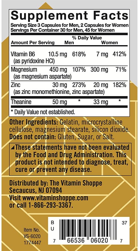 True Athlete ZMA + L Theanine Capsules Zinc Magnesium and Vitamin B6 Supplement for Active Men and Women Supports Recovery and Relaxation Gluten Free Sugar Free 90 Capsules
