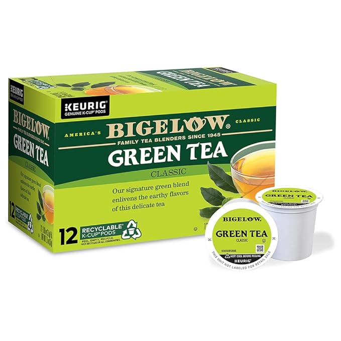Bigelow Tea Green Tea Keurig K-Cup Pods Box Caffeinated 7.8 Oz 12 Count Pack of 6